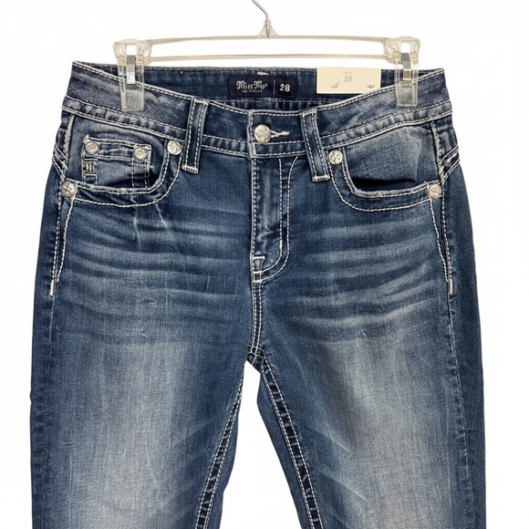 Miss Me Cow Print & Turquoise Bling Bootcut Jeans 28x34 NWT - Picture 2 of 11